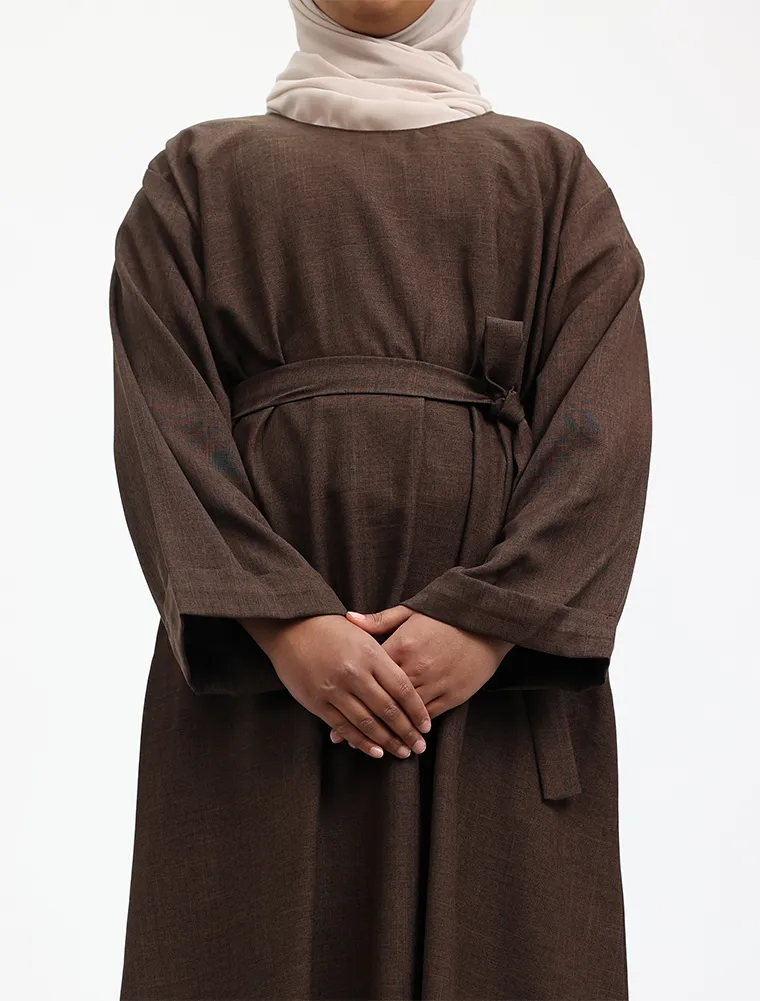 Brown Linen Girls Abaya